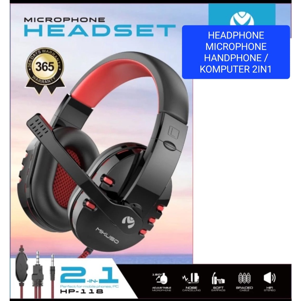 J460 ORIGINAL HEADPHONE MICROPHONE HANDPHONE KOMPUTER 2IN1HEADSET ONLINE VIDEO CALL GAME UNIVERSAL M