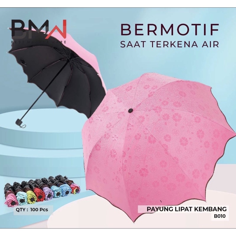 Payung Jumbo Lipat Ajaib 3 Dimensi Gradasi / Payung Hujan Magic Otomatis Motif Bunga