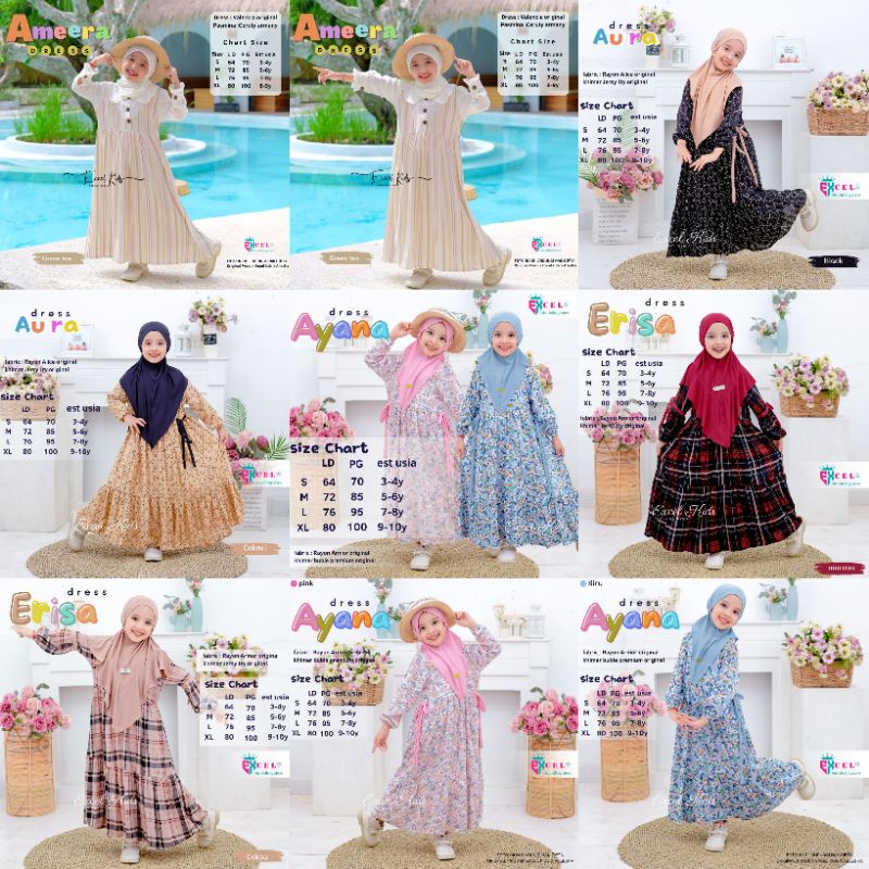 GAMIS ANAK FREE HIJAB VIERA AMEERA CLAUDIA AURA ORIGINAL EXCEL