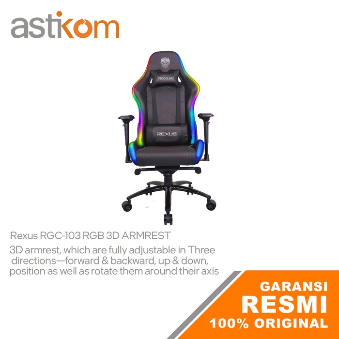 Kursi Gaming Rexus Gaming Chair RGC-103 RGB 3D Armrest