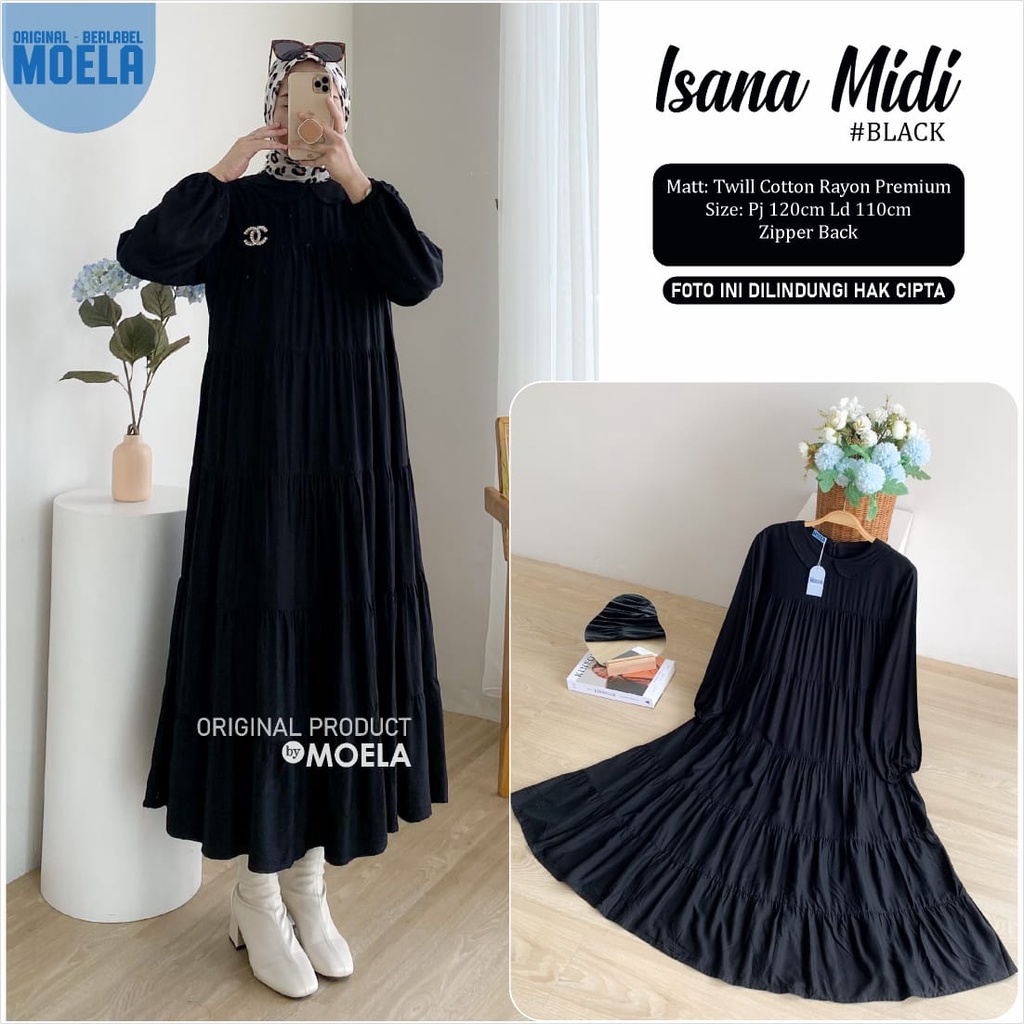 MIDI DRESS HITAM - ISANA MARISA MIDI DRESS
