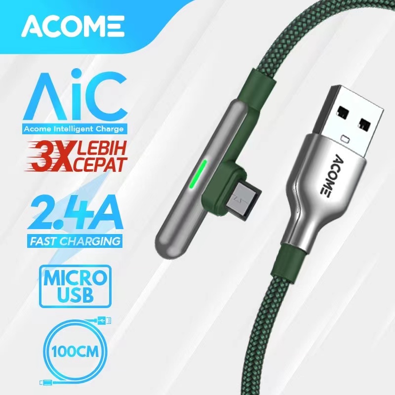 ACOME Gaming Cable Data Fast Charging Kabel Data Micro USB QC3.0 2.4 A Garansi 1 Thn AWM010S