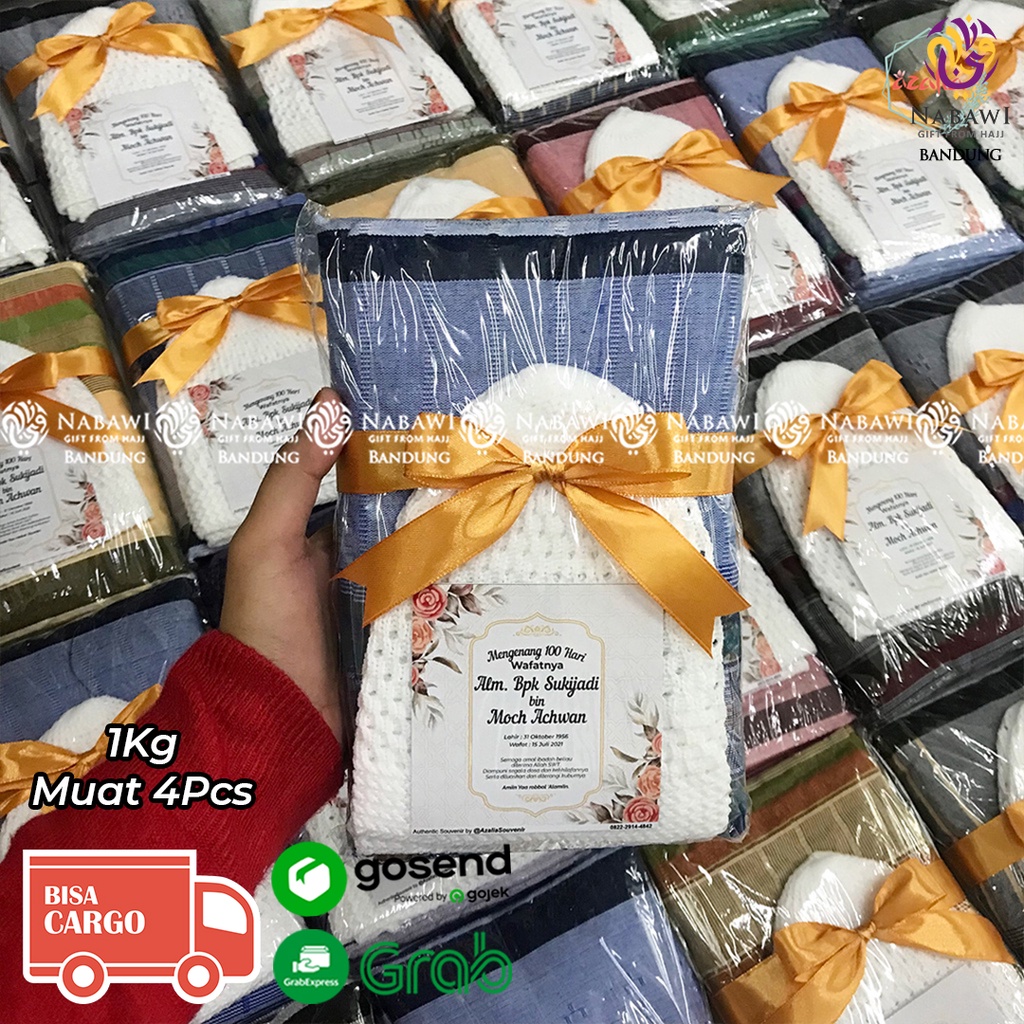 Hampers Sarung + Peci Rajut Souvenir Tahlilan Oleh Oleh Haji Umroh Nabawi Bandung