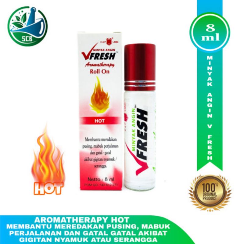 ORIGINAL V FRESH HOT ROLL ON 8 ML CAP LANG MINYAK ANGIN VFRESH MERAH ROL ON