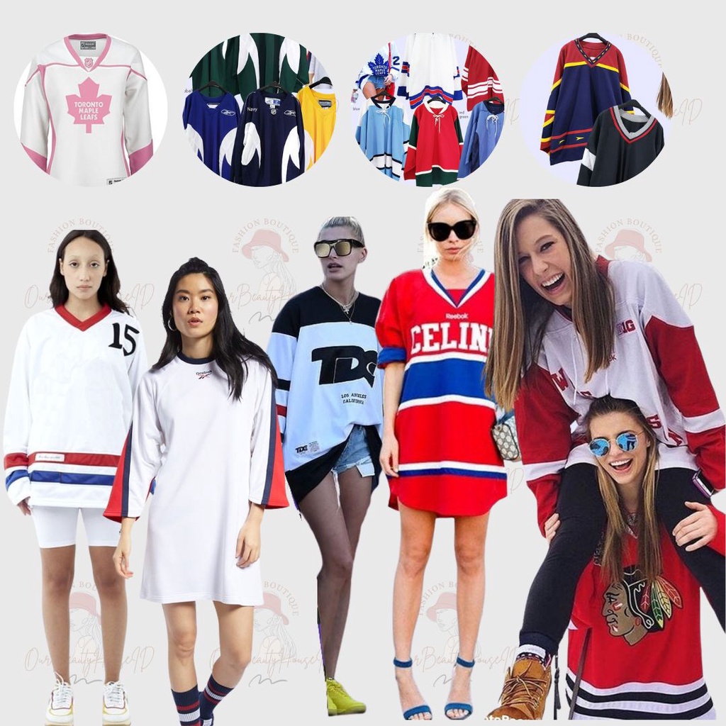 RBK Sweater Wanita Nhl Jersey Pink Tee Edge Jersey  Ccm Laceup Scolight Jersey Hockey