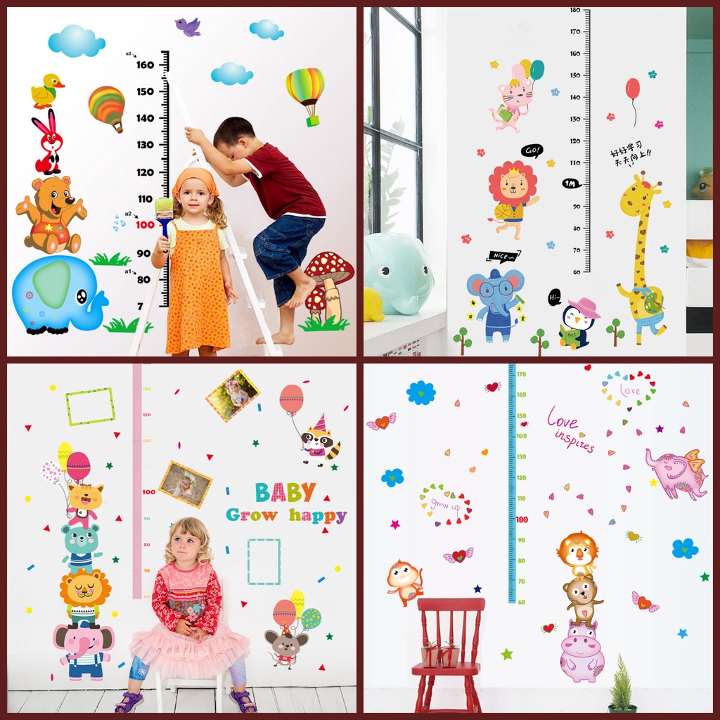 RELIZA WALL STICKER PENGUKUR TINGGI BADAN ANAK HEWAN GROW UP ANIMAL STIKER DINDING LDR29