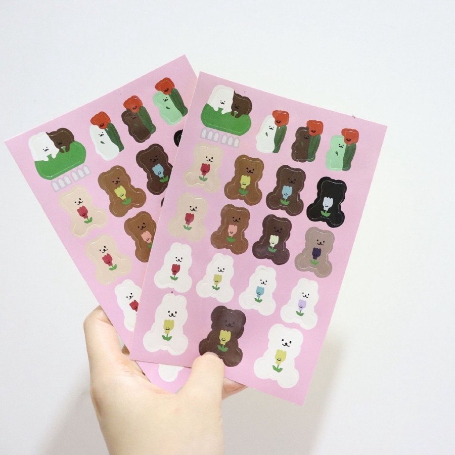 

Cute Bear Sticker Tulip Korean Style Stiker Lucu Bear Stiker Deco