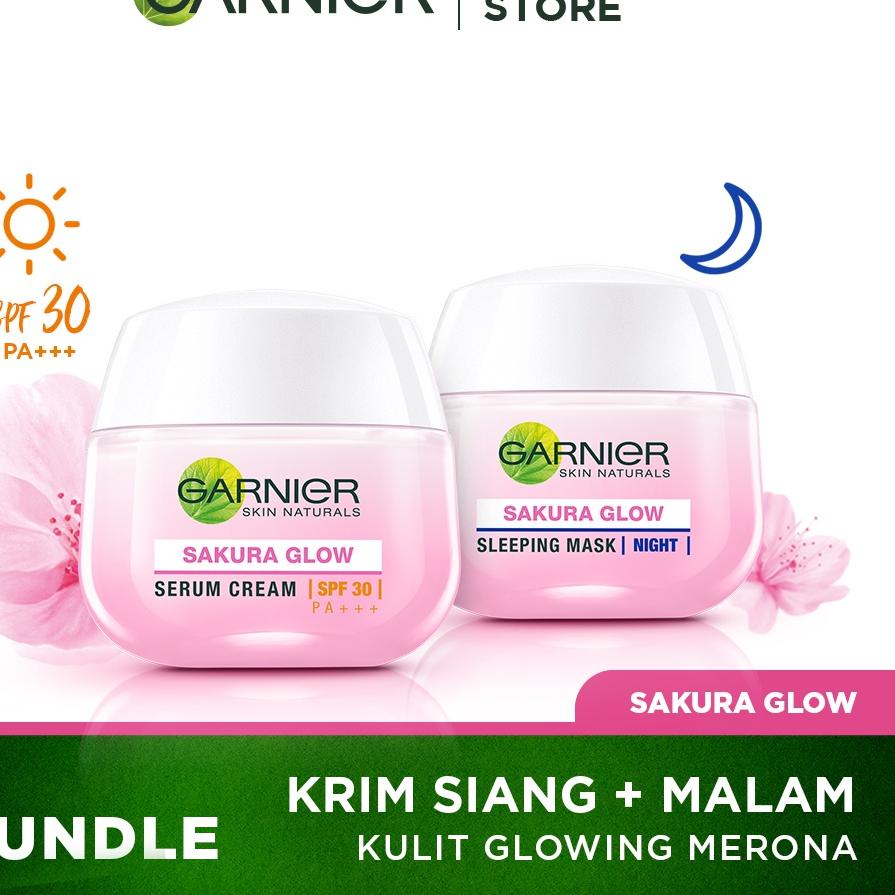ANG644 Garnier Sakura Glow Kit Day &amp; Night Cream - Moisturizer Skincare Krim Siang Malam (Light complete) ||