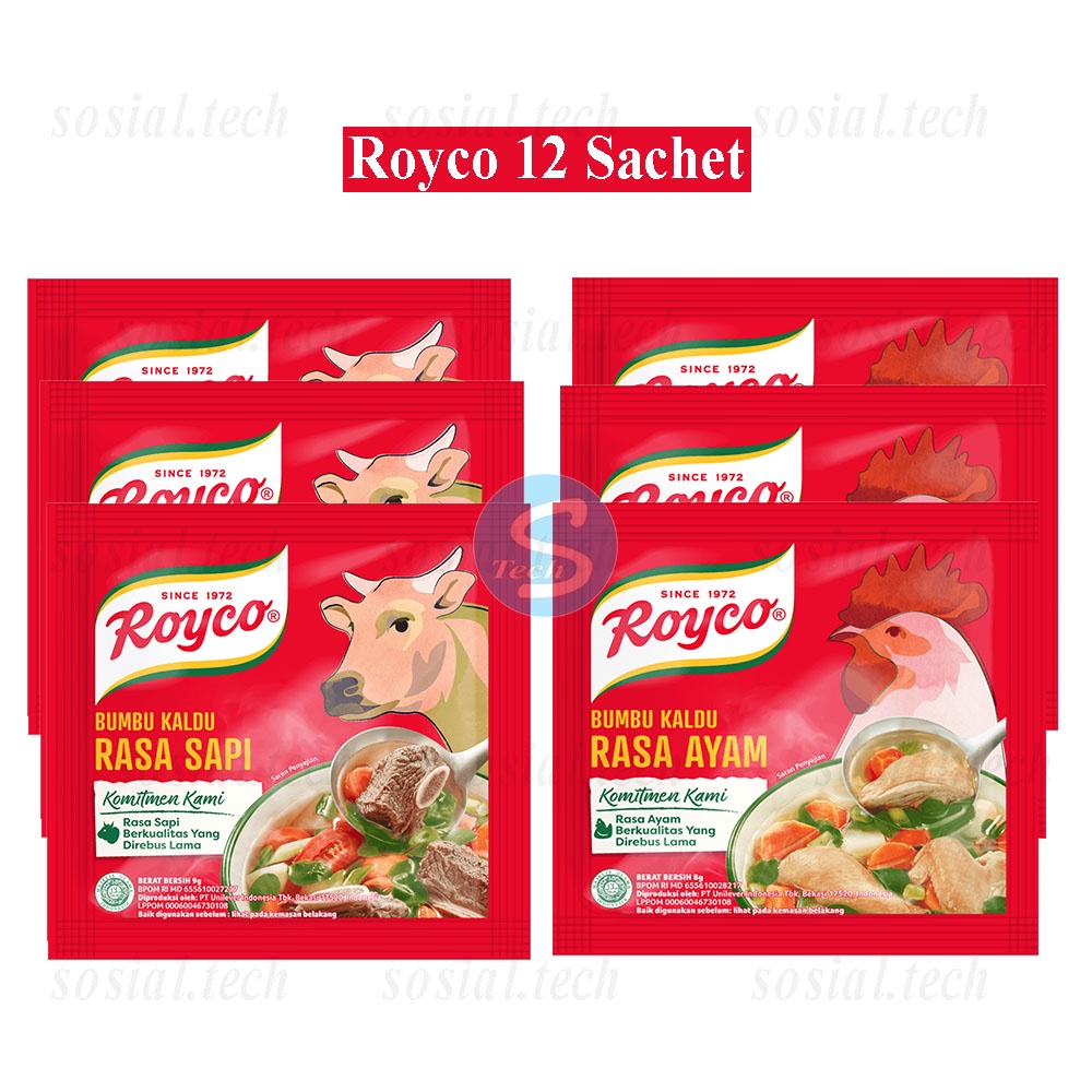 

ROYCO Penyedap Masakan Bumbu Kaldu Masakan Rasa Ayam & Sapi Serenteng 12Pcs