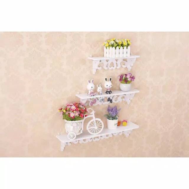 SM- 3 in 1 Rak DInding Vintage 3 Ukuran 1 Paket Hanging Storage Wall Rack