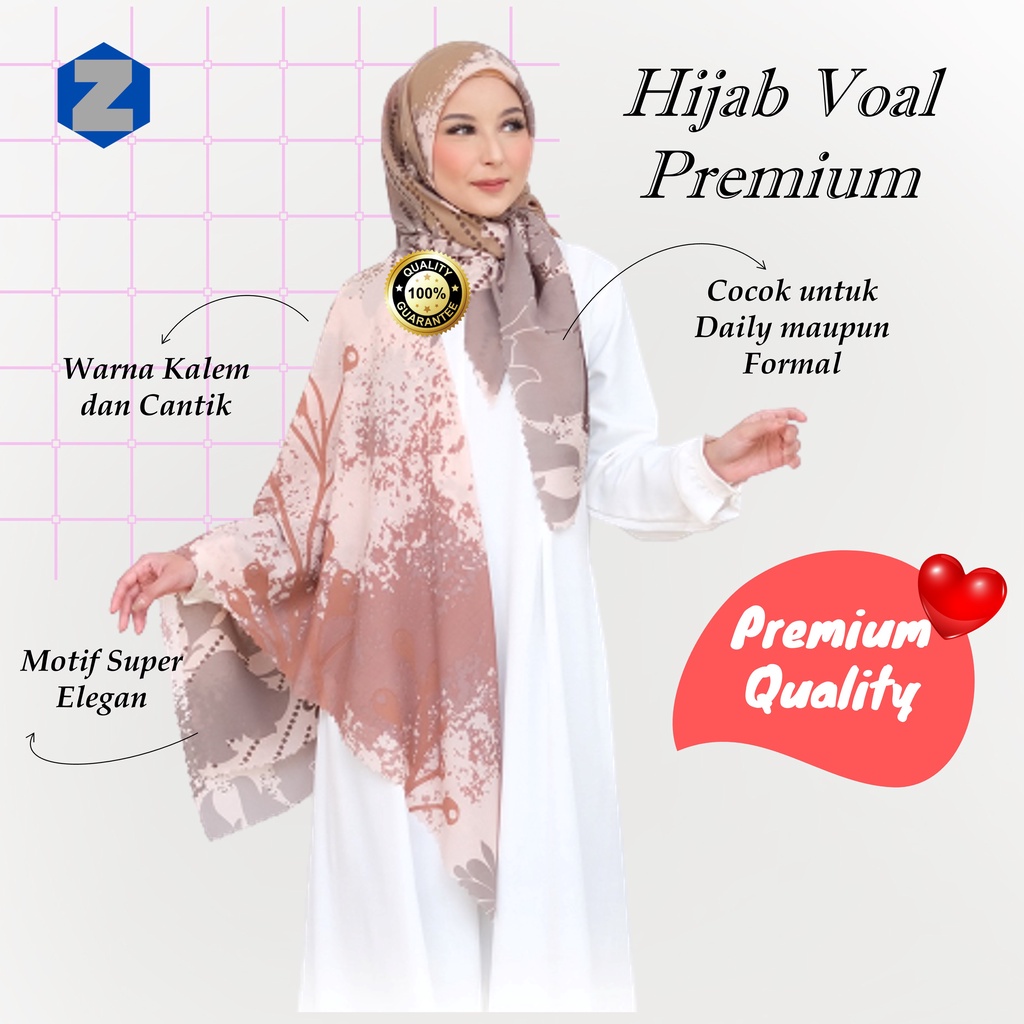 Hijab Motif Kekinian-Kerudung Voal Sahara Printing Premium 115 x 115 cm