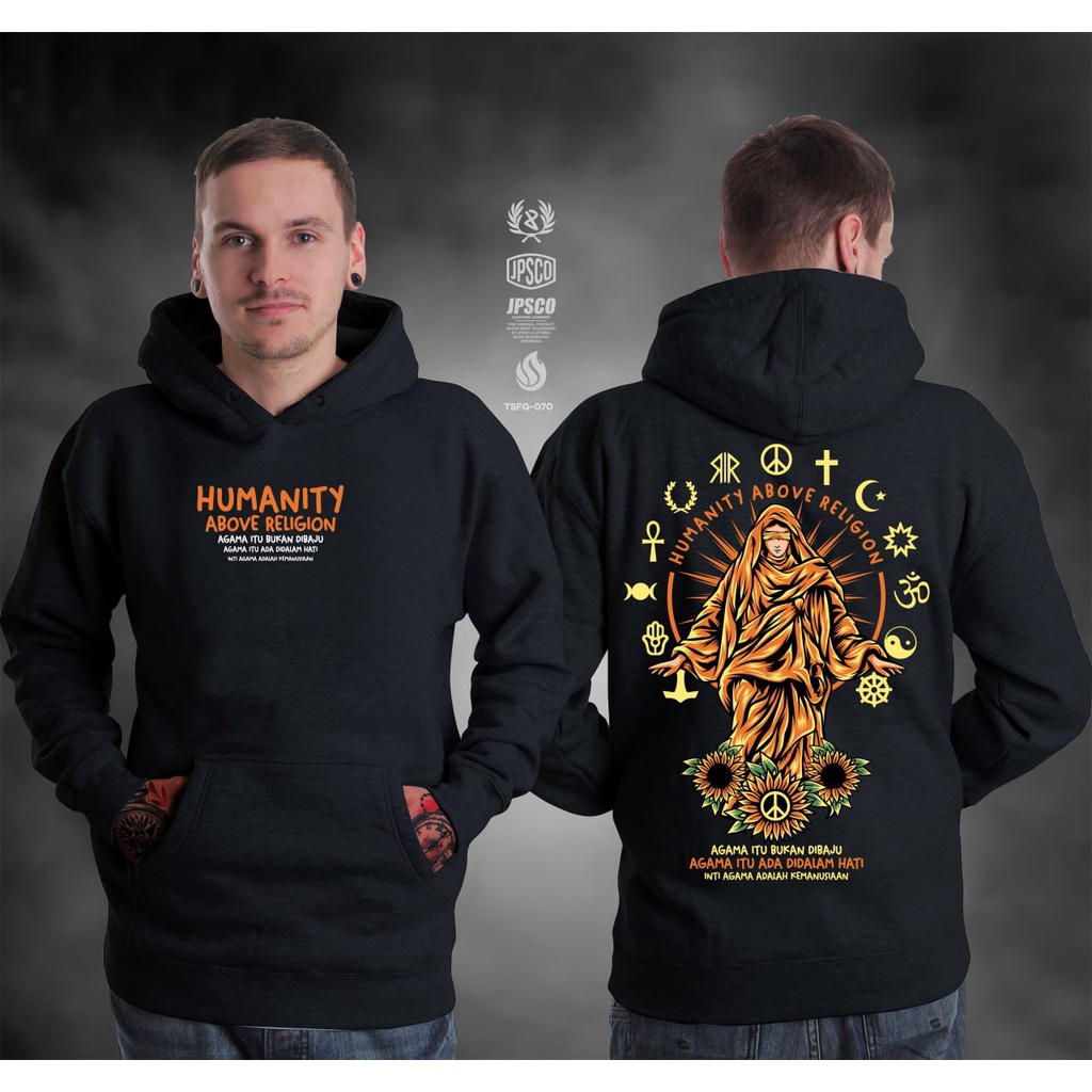 SWEATER HUMANITY ABOVE RELIGION HOODIE TERBARU PAKAIAN PRIA