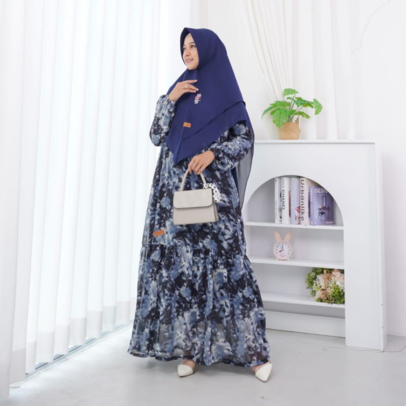 Gamis Syar'i Ceruty Babydoll One Set Khimar (Tie Dye)