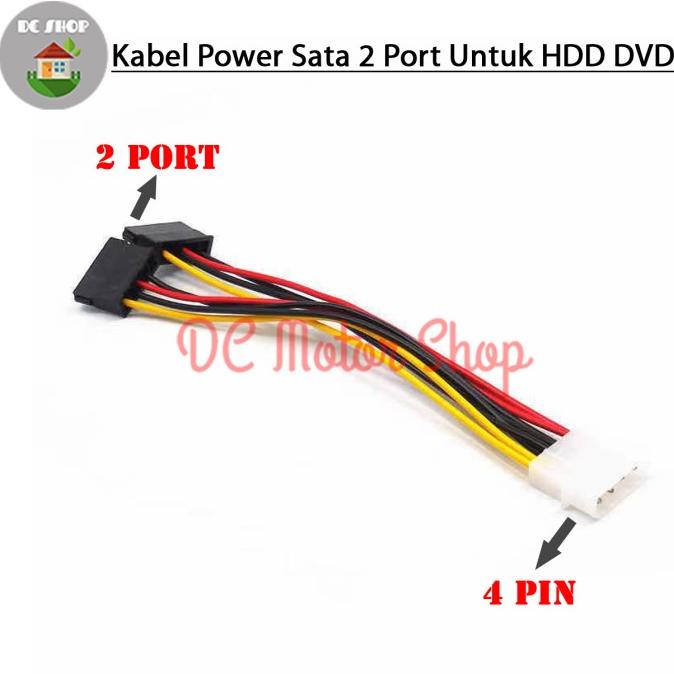 Kabel Power Molex to Sata Cabang 2 /Cable Power SATA 4 pin for HDD DVD dc-motor90 Buru Order