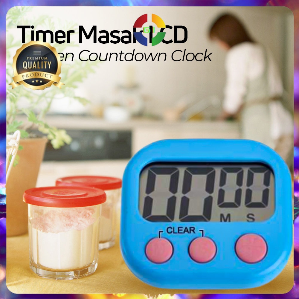 Timer Masak Dapur LCD Kitchen Countdown Clock Blue