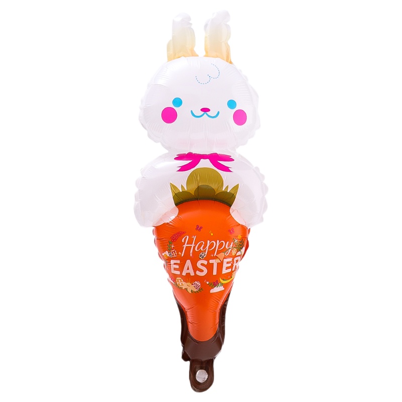 Easter Cute Bunny Handheld Stick Balon Tiup Untuk Dekorasi Pesta Festival/Hadiah Balon Anak Paskah Kelinci Ayam