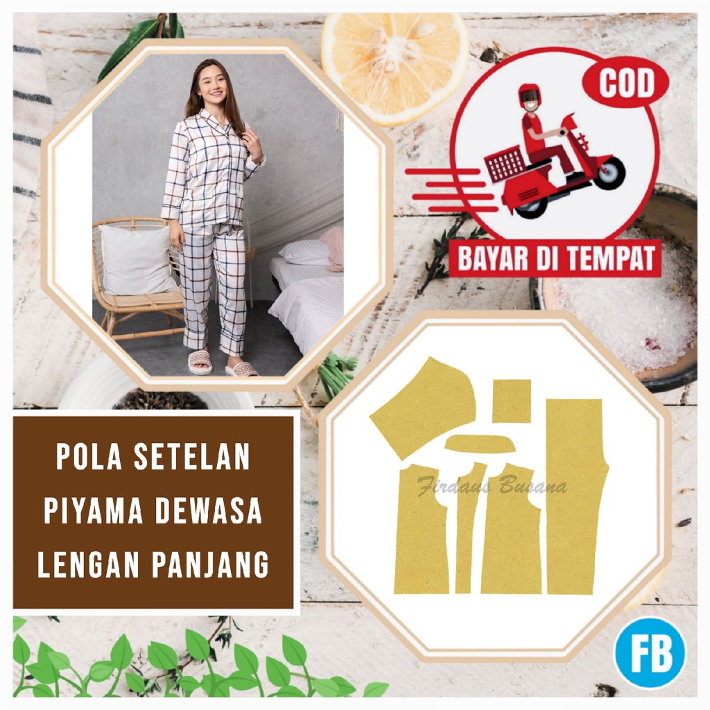 Pola Setelan Piyama Wanita Dewasa Lengan Panjang – Pola Jahit Baju Tidur Instan Jiplak Firdaus Busan