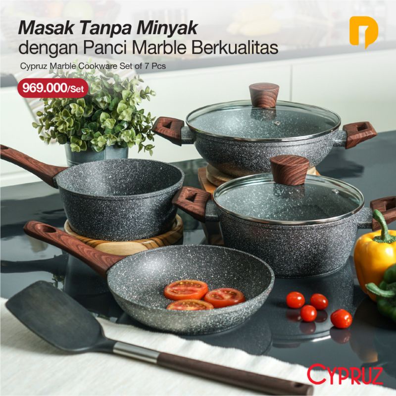 Panci Wajan Anti Lengket Set Cookware Marble Coating
