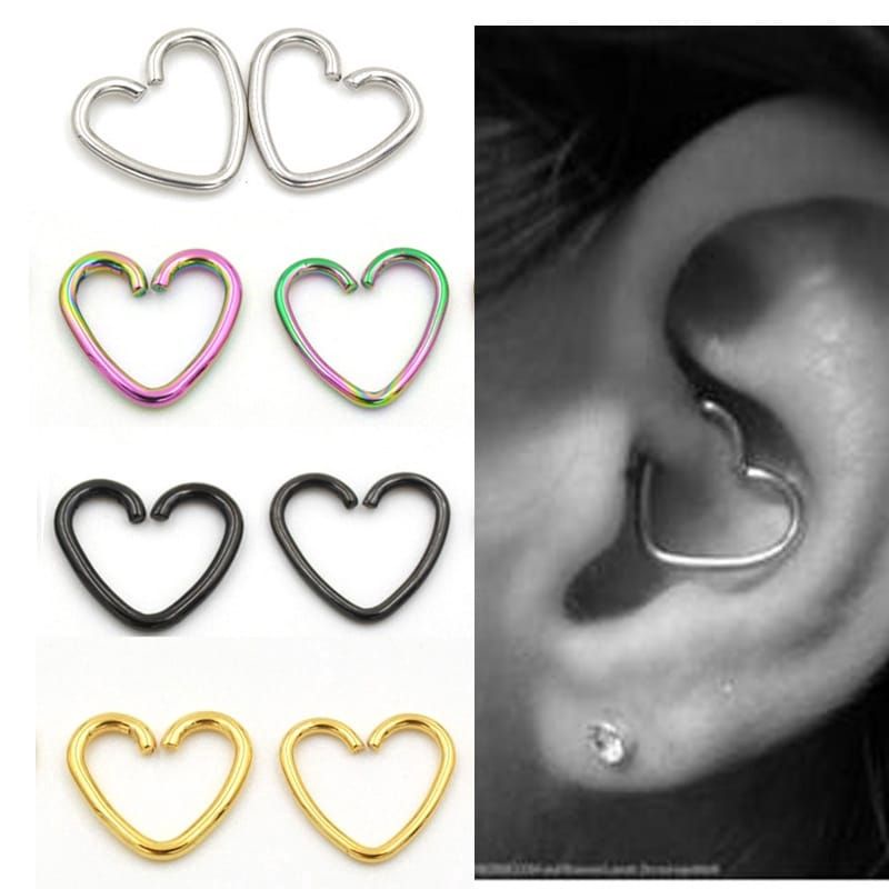 Piercing 1pcs &amp; 5pcs Earring Heart Shape Daith Cartiliage Stainless Steel