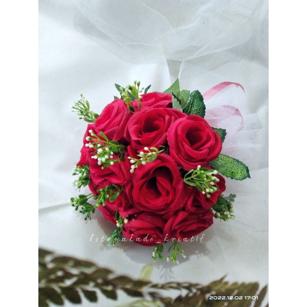 Buket Bunga Pengantin Wedding Buket Mawar Merah