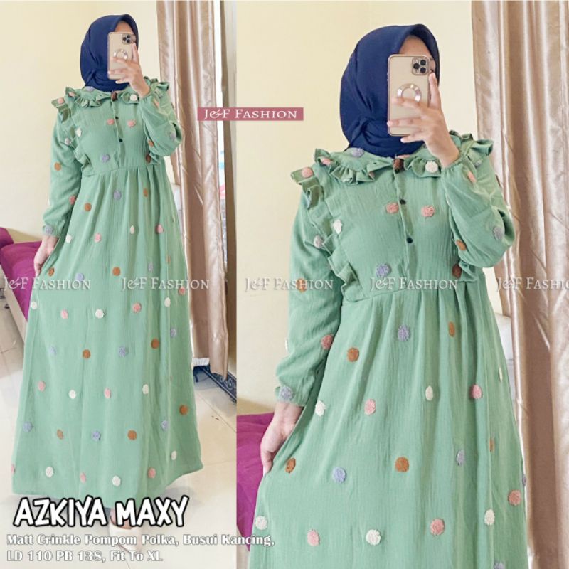 Gamis pompom Askia kania dress gamis crinkle pompom premium
