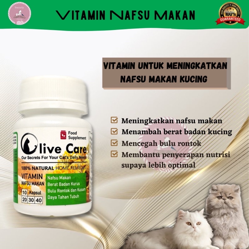 Olive Care Vitamin Kucing NAFSU MAKAN untuk Nafsu Makan, Gemukin Badan, Bulu Rontok, Daya Tahan Tubuh dan Konstipasi SweetyPetshop