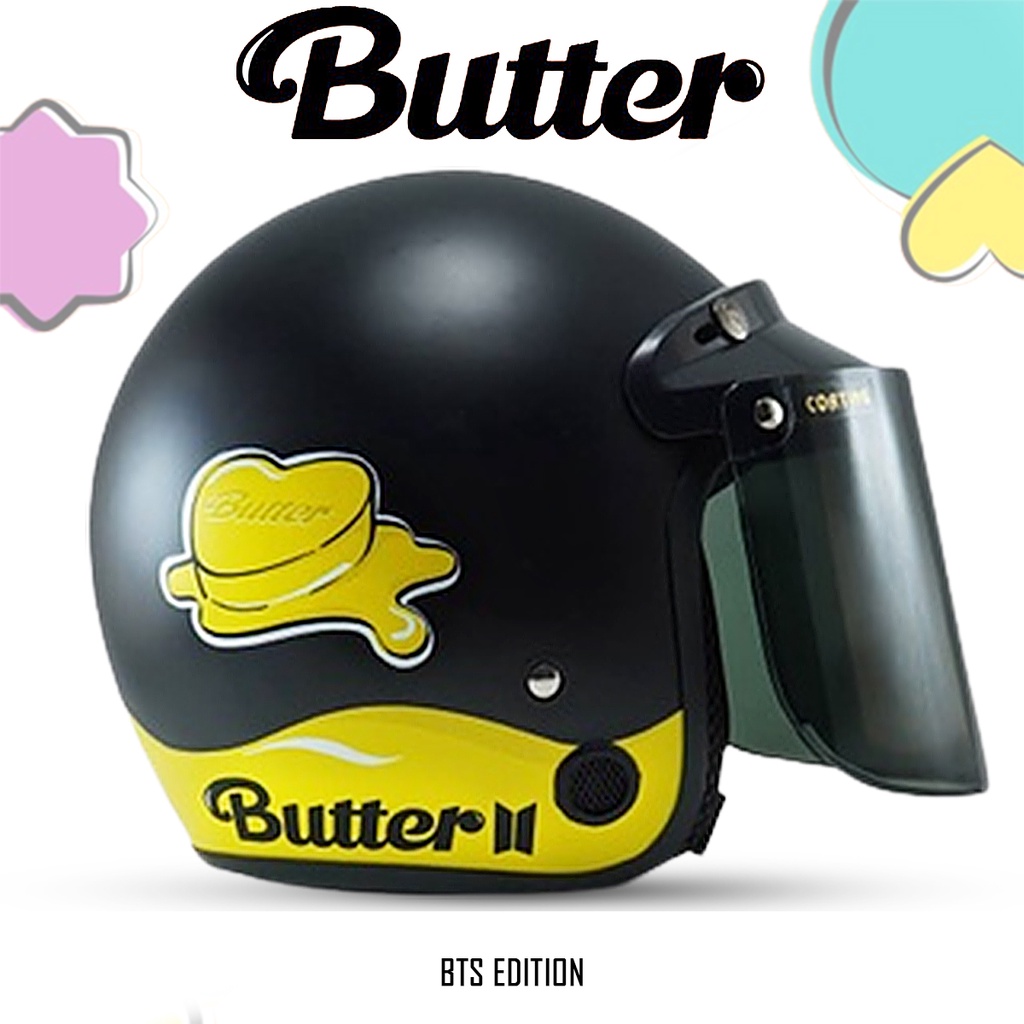 Helm Bogo Motif BTS Butter / Helm Bogo Retro Dewasa Wanita SNI / Helm Aesthetic COD