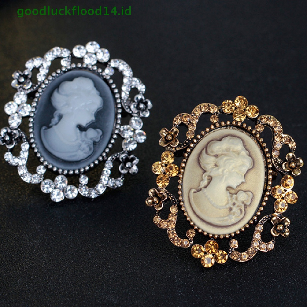 [GOOGFOUR] 1model Vintage Cameo Victorian Kristal Pesta Pernikahan Wanita Liontin Bros Pin [TOP]