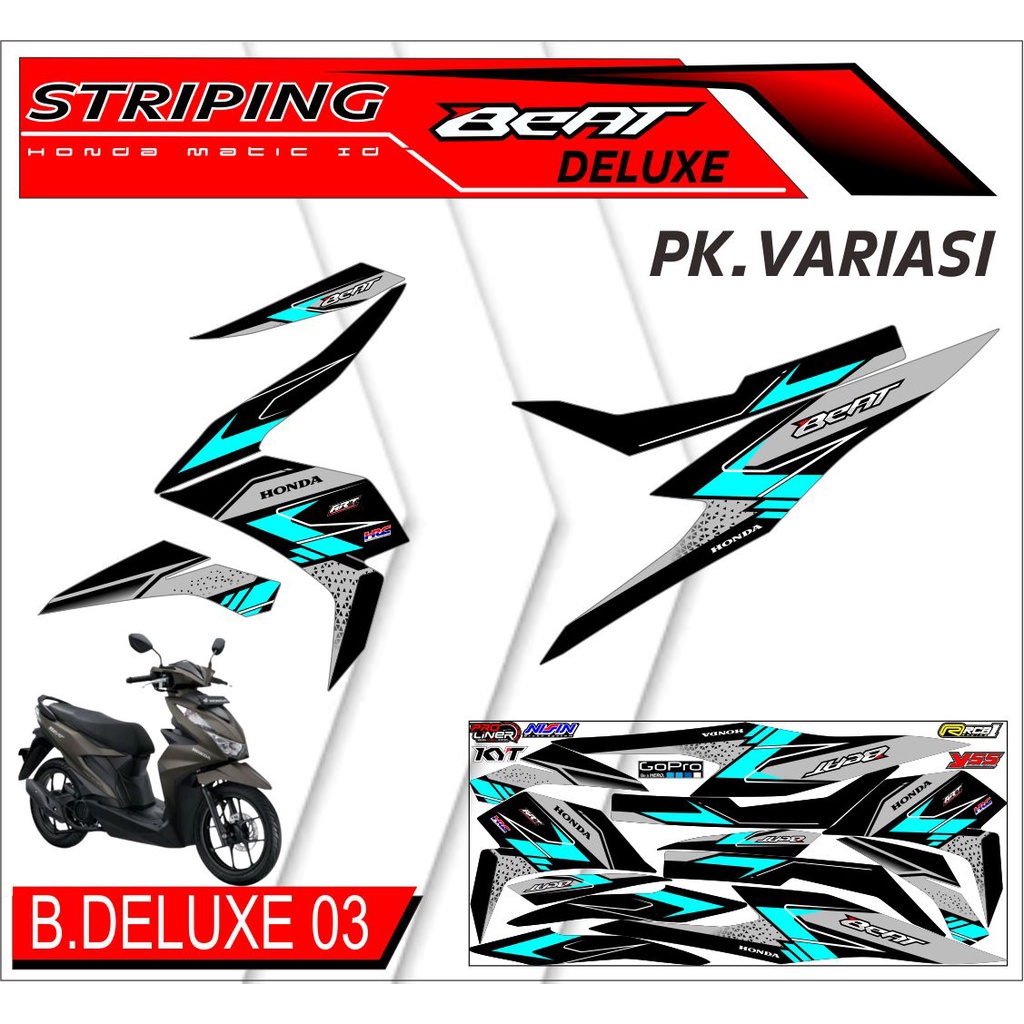 Striping Beat Deluxe - Sticker Striping List Variasi Motor Beat Deluxe Motif Racing #honda beat delu