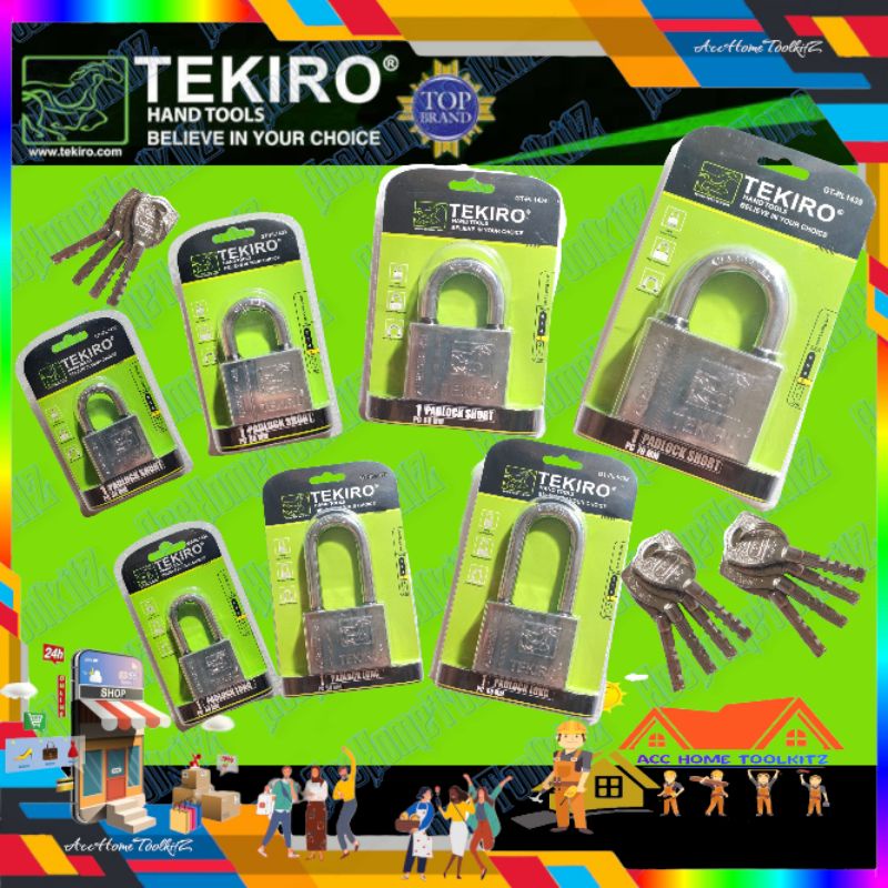 TEKIRO Gembok Putih 40 50 60 70 Leher Pendek Panjang Padlock  Kunci Pagar Sepeda Motor Mobil Pintu Kuat Anti Maling Anti Rust