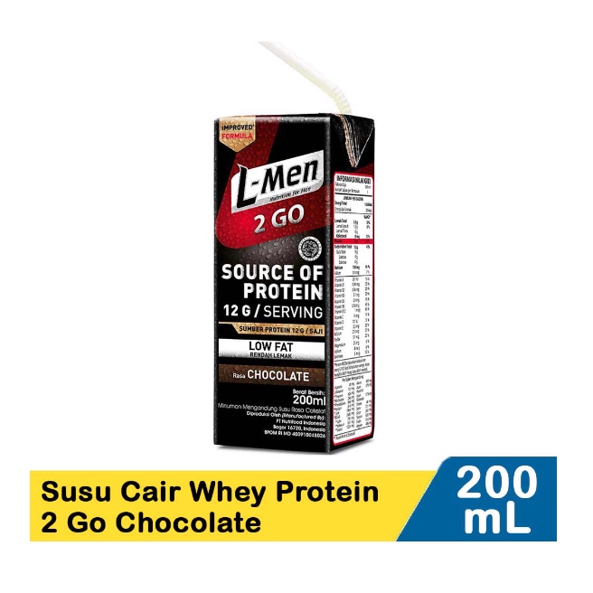 

L-Men Susu Cair Whey Protein 2 Go Chocolate - 200ml