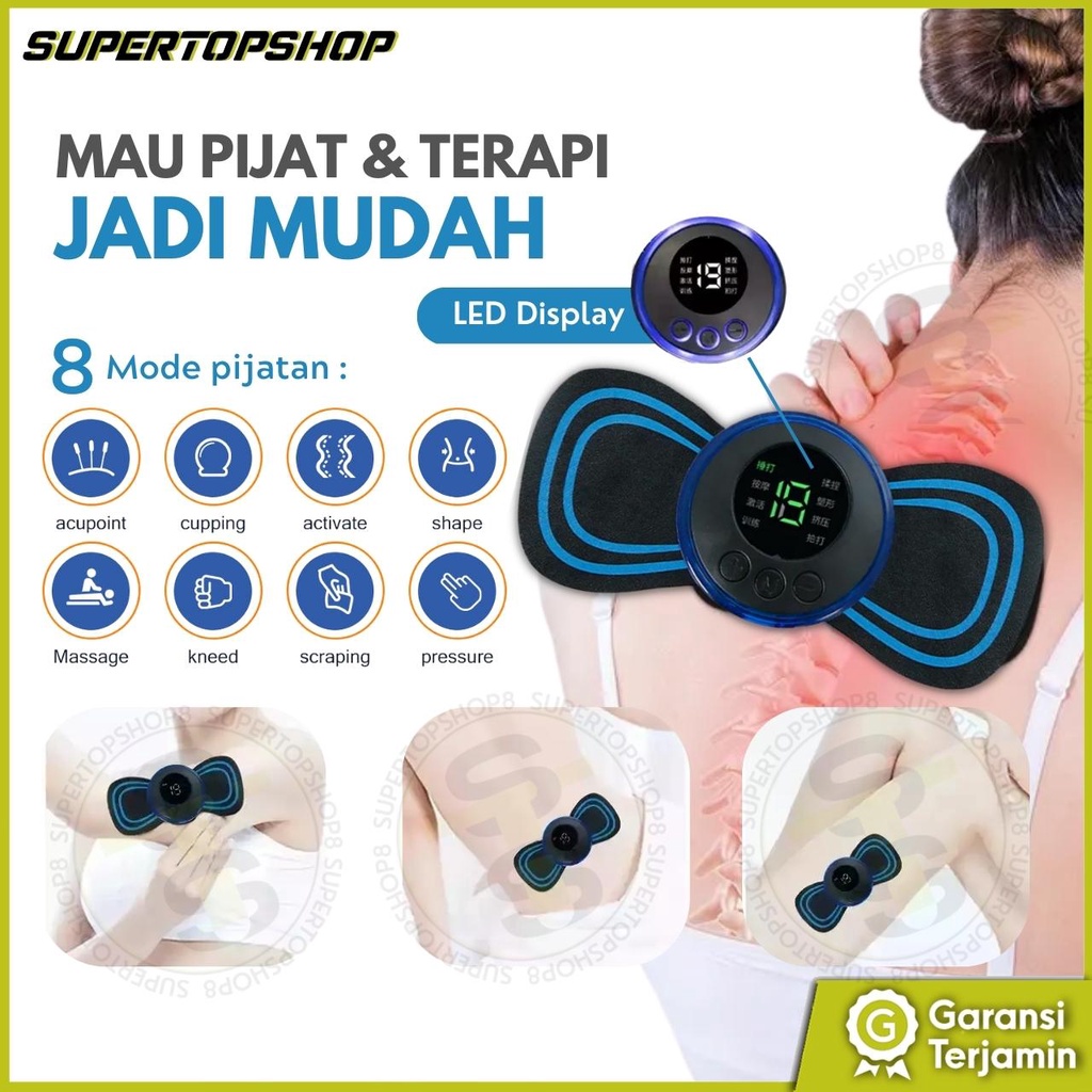 Alat pijat mini tempel 8in1 elektrik alat terapi pijat leher pundak serbaguna untuk seluruh tubuh mini massage sticker