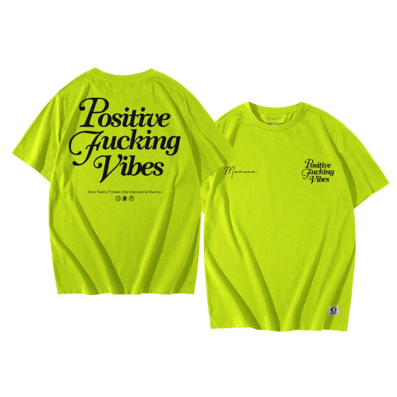 Tshirt MUVMUV. F*CKIN VIBES Electric Lime | Kaos Katun Combed 24s Hijau Elektrik  Kaos Distro Pria W