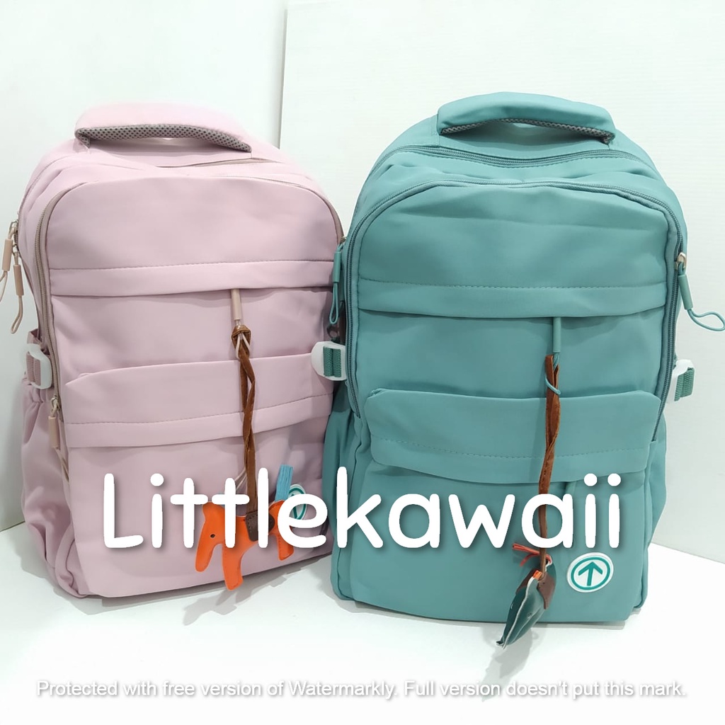 LK/Tas Ransel Laptop Backpack Sekolah Fashion Korean Style Remaja Dewasa Gantungan Boneka Kuda Horse Hello Mumu Import