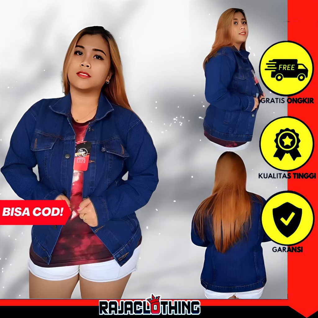 RCL - Jaket Jeans Oversize Bio Blitz Bio Wash Blue Black Hitam Bio Blue Bio Pudar - Jaket Jeans Jumbo - Jaket Jeans Big Size M.L.XL.XXL.XXXL