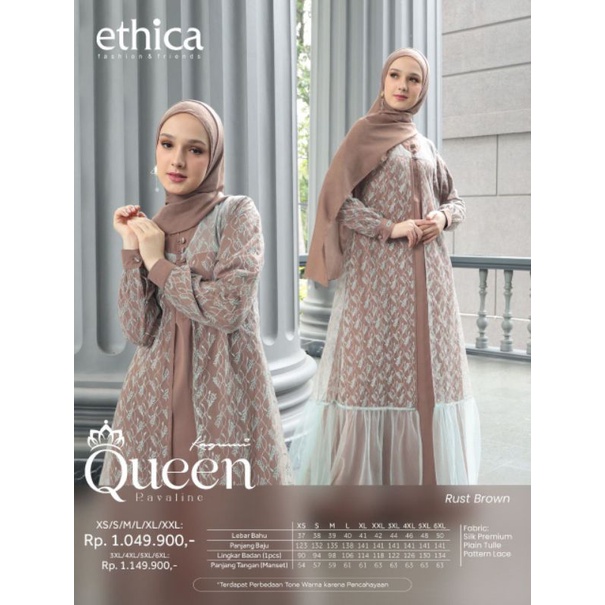 Gamis Ethica Kagumi Queen Ravaline Rust Brown Britany Blue