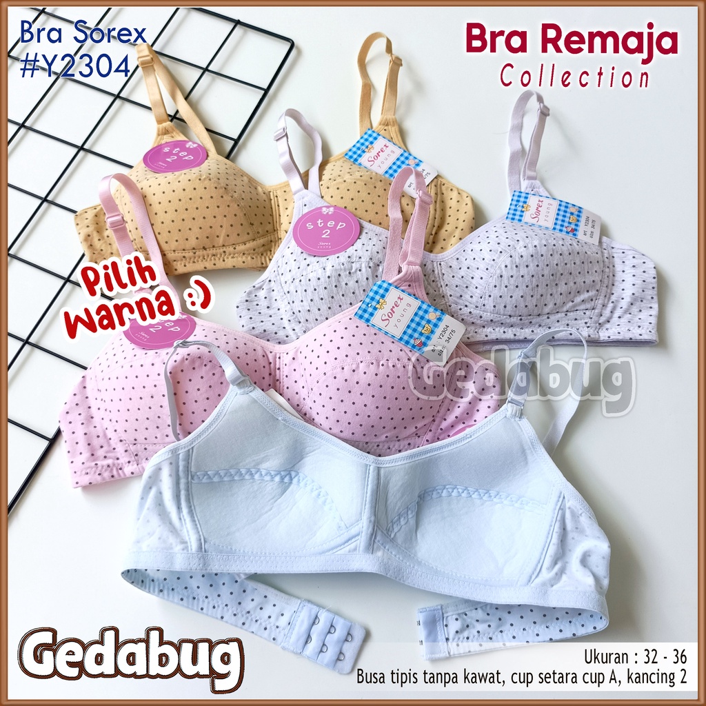 Bra Sorex Y2304 / Y 2304 Bintik | MiniBra Sorex Remaja ABG Step 2 busa tipis tanpa kawat kait 2 | Gedabug