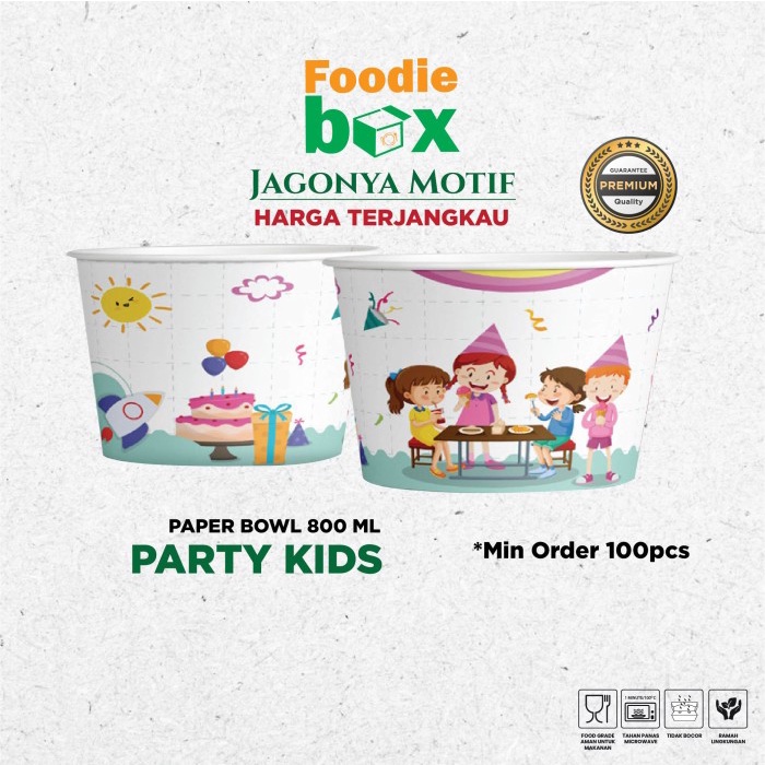 %$%$%$%$] Paper Bowl 800ml Rice Bowl 800 ml Motif Party Kids
