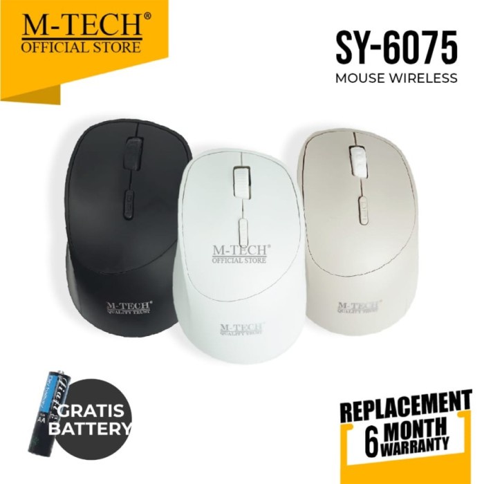 Mouse Wireless USB MTech 6075 Pro Gratis Baterai