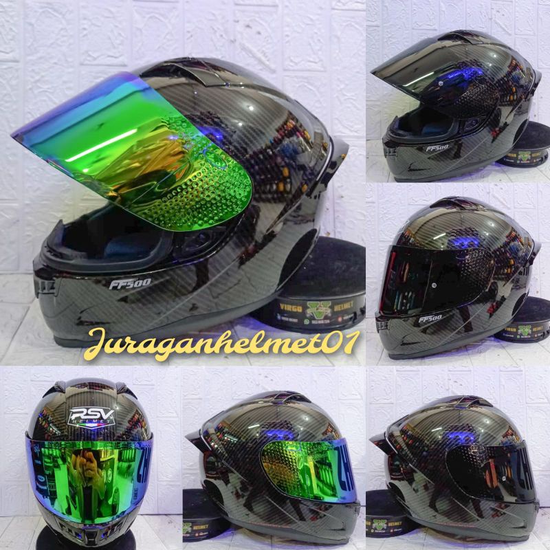 Helm Rsv Ff500 karbon black glossy paket ganteng|helm rsv ff500 carbon