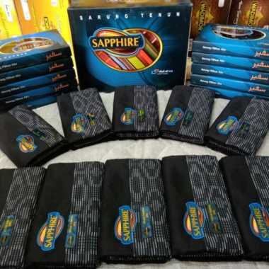 Sarung Hitam Polos Hitam Tumpal Duatex Sapphire Original Pakaian Muslim Pria Grosir Dan Ecer