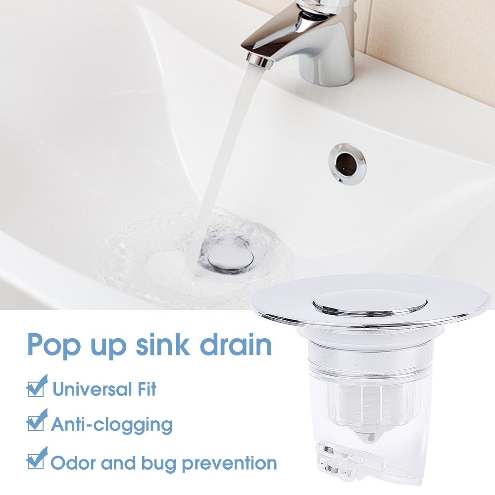 Pop-up Bounce Core Basin Drain Filter/Saringan Wastafel Penangkap Rambut Sumbat Bathtub/Alat Kamar Mandi Plug