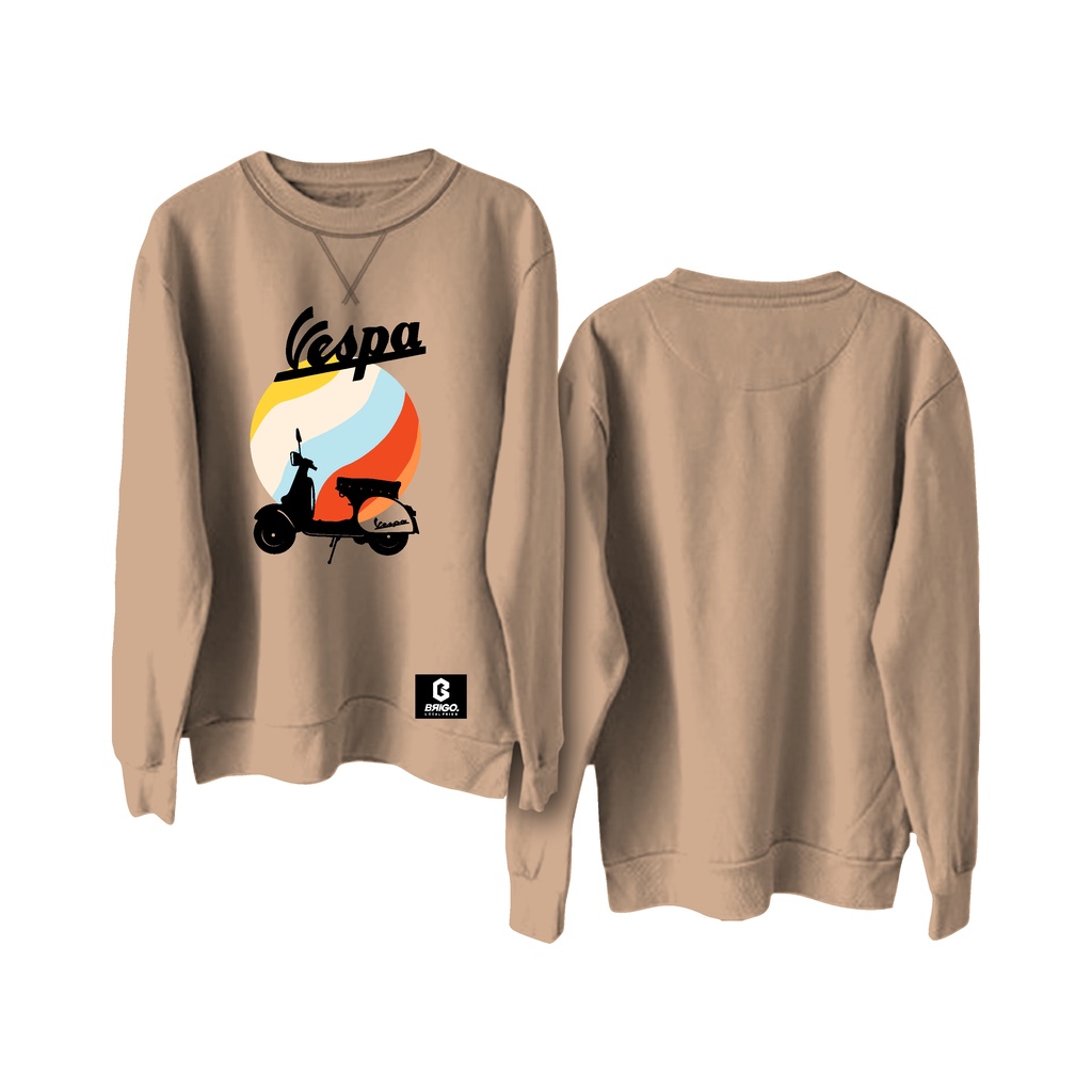 Sweater Crewneck Polos BRIGO X VESPA II  BRIGO X VESPA CLASIC Basic Sweatshirt II Sablon DTF Fleece Cotton M-XXL (Pria &amp; Wanita) Free stiker&amp;Gantungan Kunci