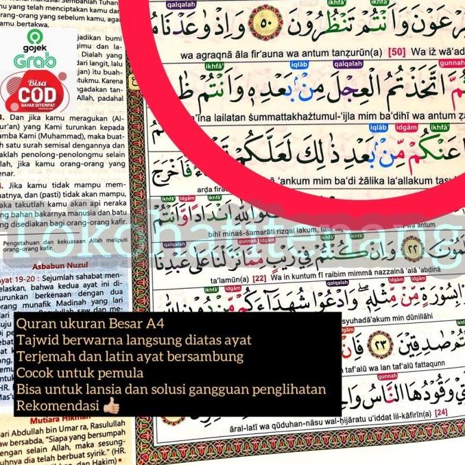 Al Quran Alquran Besar A4 Terjemah Latin Per Ayat Tajwid Warna 30 juz