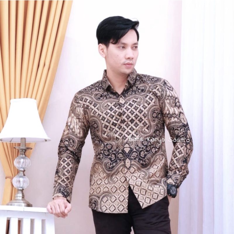 Baju Kemeja Batik Pria Lengan Pendek Premium Slimfit Katun Lapis Furing Modern