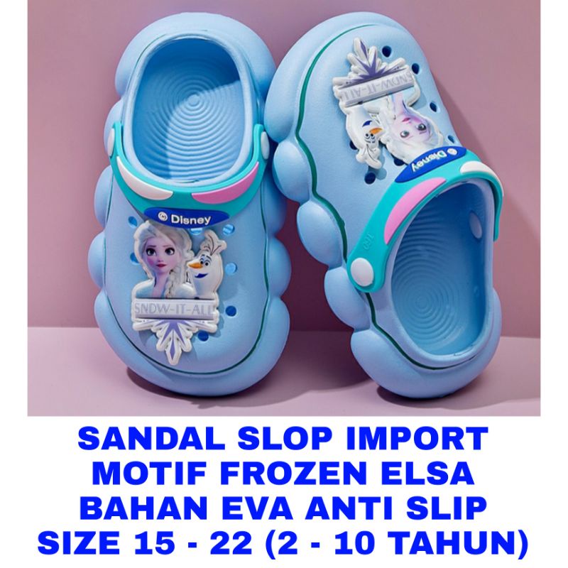 WK SANDAL FROZEN ELSA IMPORT MIRIP CROCS SENDAL SEPATU ANAK PEREMPUAN
