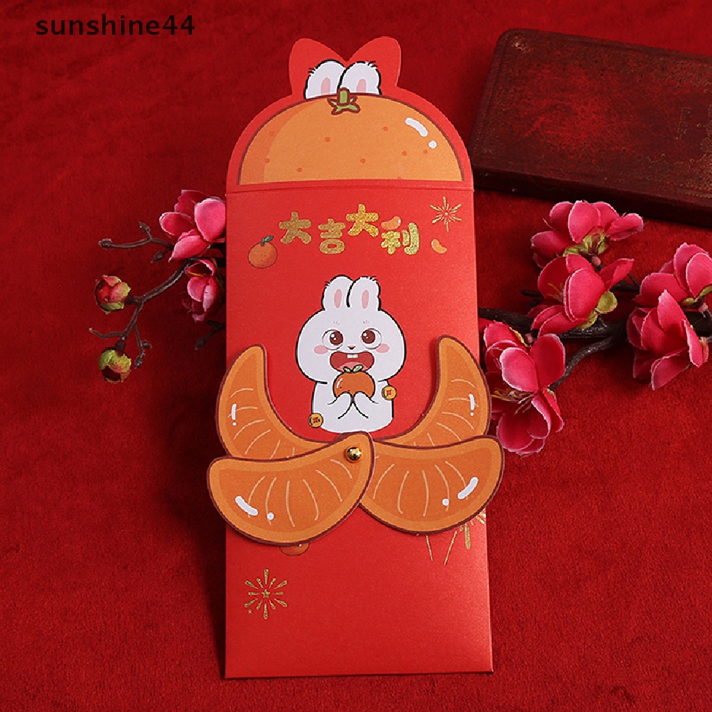 Sunshine 6pcs/set2023tahun Kelinci Amplop Merah Dekorasi Imlek2023Hongbao.