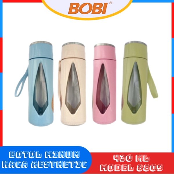 (No 8809) Botol Minum Kaca JOAIDOA 400 ML Termurah / Botol Minum Tumbler  Lucu