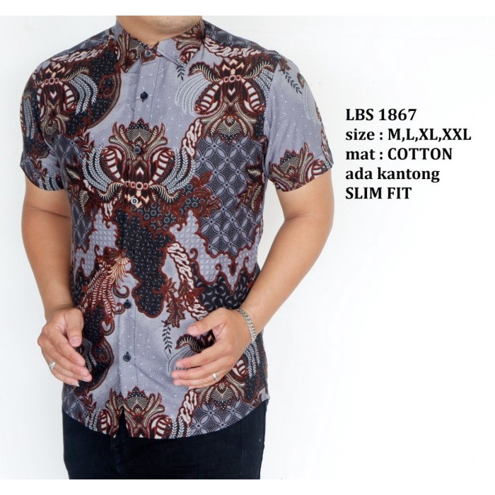Baju Batik Pria Slimfit Kemeja Lengan Pendek Slim Fit LBS 1867