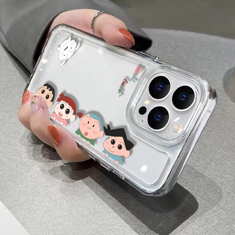 IPHONE Casing Ponsel Lembut Anak-Anak Lucu Kompatibel Untuk Iphone14 11 13 12 Pro XS Max Silcone Casing Tahan Guncangan X XR 7 8 6S Plus Cover TPU Hitam Transparan